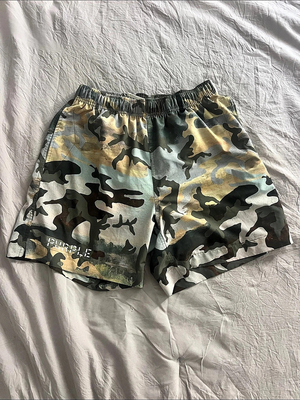 Purple Brand All Round Camo Short Hybrid Shorts, Green & Brown, Medium *NEVER WO